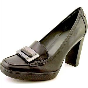 Calvin Klein Fancy Black Buckled Platform Loafers